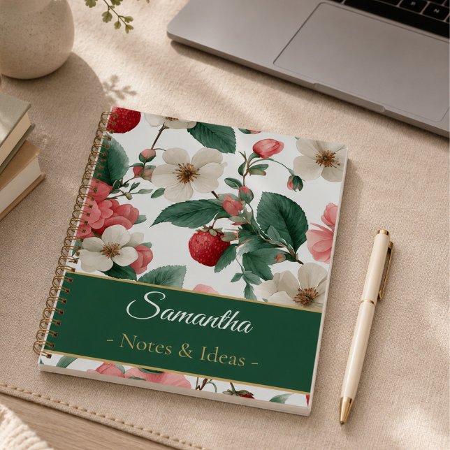 Personalized Berry Floral Custom Name Notebook (Creator Uploaded)