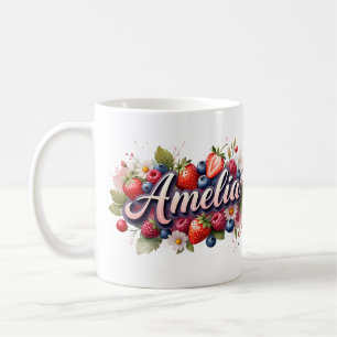 Personalized Berry Floral Name Mug – Amelia