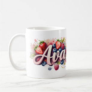 Personalized Berry Floral Name Mug – Ava