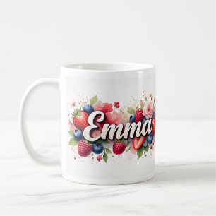 Personalized Berry Floral Name Mug – "Emma"