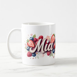 Personalized Berry Floral Name Mug – Mia