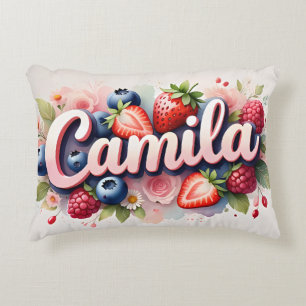 Personalized Berry Floral Name Pillow " Camila "