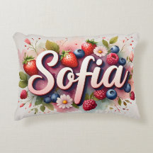 Personalized Berry Floral Name Pillow – "Sofia"