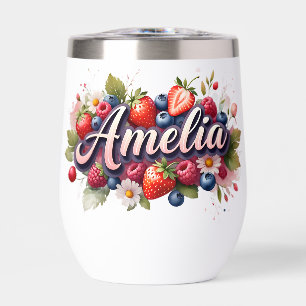 Personalized Berry Floral Tumbler – "Amelia"