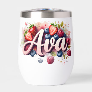 Personalized Berry Floral Tumbler – "Ava"