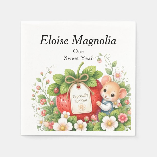 Personalized Berry Sweet Birthday Napkin (Front)
