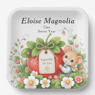 Personalized Berry Sweet Square Birthday Plate