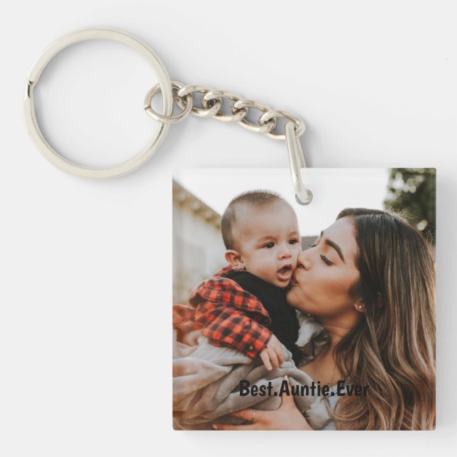 Personalized Best Auntie Ever Custom Photo  Keychain (Front)