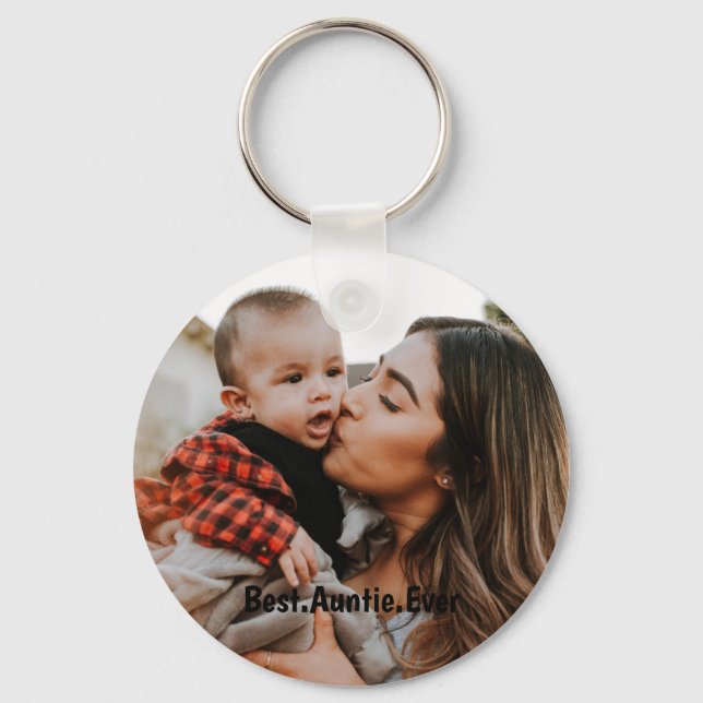 Personalized Best Auntie Ever Custom Photo Keychain (Front)