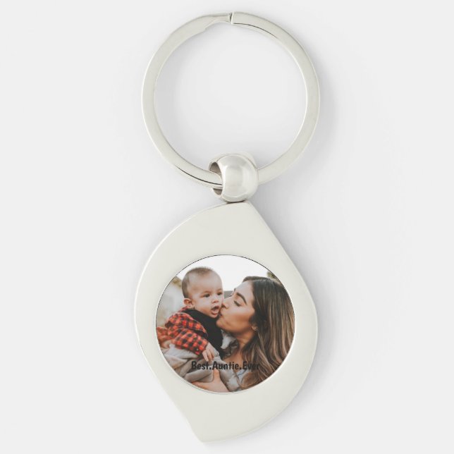 Personalized Best Auntie Ever Custom Photo  Keychain (Front)