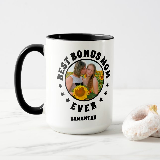 Personalized Best Bonus Mom Ever Mother's Day  Mug (With Donut)