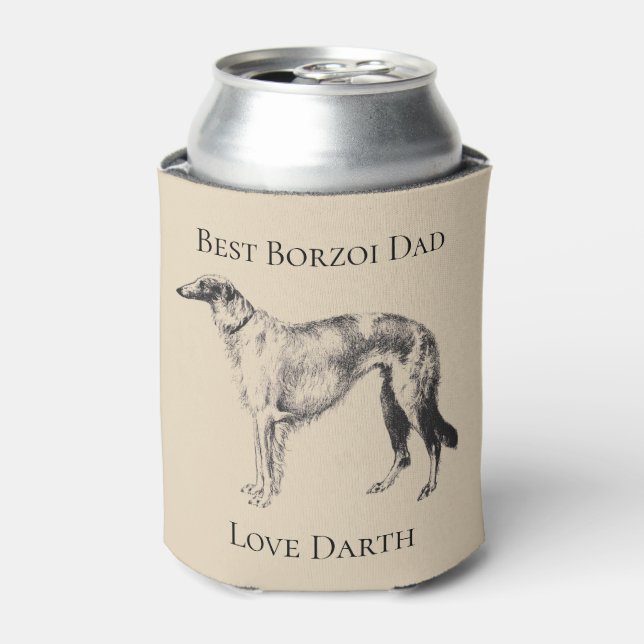 Personalized Best Borzoi Dad Can Cooler (Can Front)