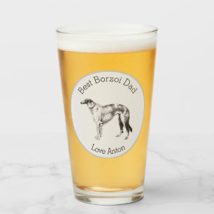 Personalized Best Borzoi Dad Glass