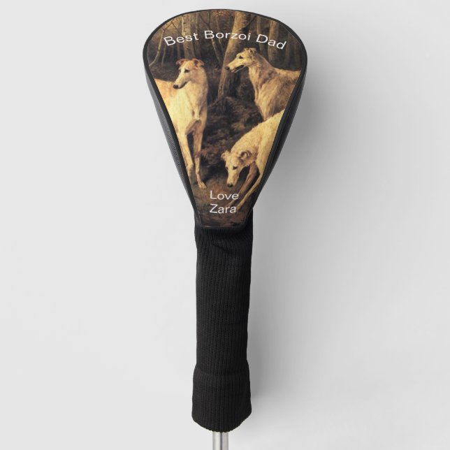 Personalized Best Borzoi Dad Golf Head Cover (Front)