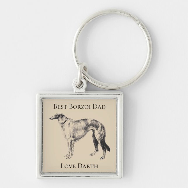 Personalized Best Borzoi Dad Keychain (Front)