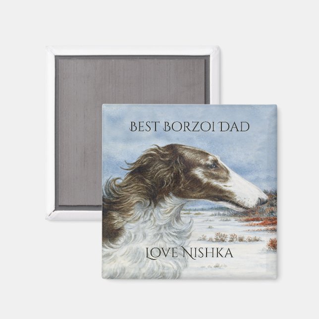 Personalized Best Borzoi Dad Magnet (Front/Back)