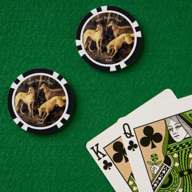 Personalized Best Borzoi Dad Poker Chips (Poker Table (Double))