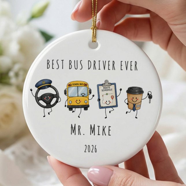 Personalized Best Bus Driver Ever Ornament (Creator Uploaded)