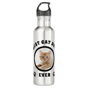 Personalized Best Cat Dad Ever Custom Photo 710 Ml Water Bottle