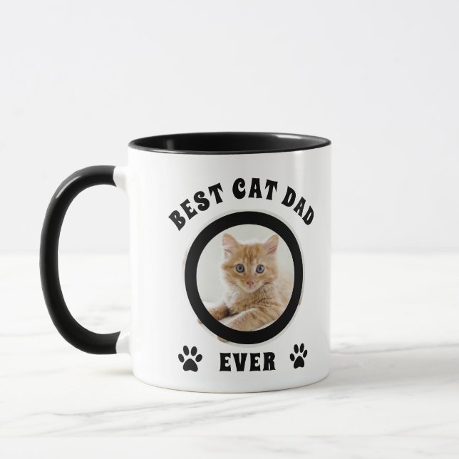  Personalized Best Cat Dad Ever Custom Photo Mug (Left)