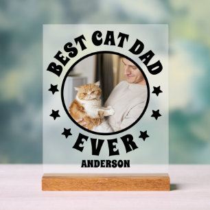 Personalized Best Cat Dad Ever Photo Frosted Acrylic Sign