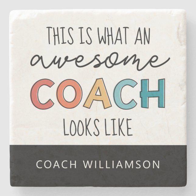 Personalized Best Coach Ever | Awesome Coach Gifts Stone Coaster (Front)