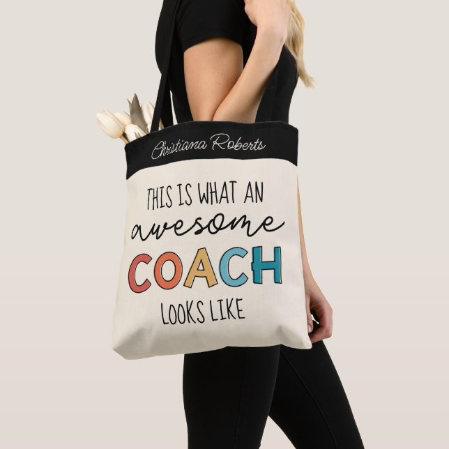 Personalized Best Coach Ever | Awesome Coach Gifts Tote Bag (Close Up)