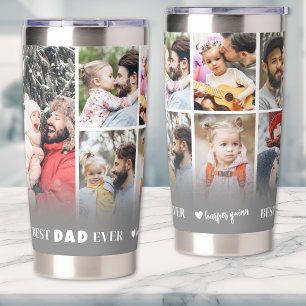 Personalized Best Dad 8 Photo Collage Father Insulated Tumbler