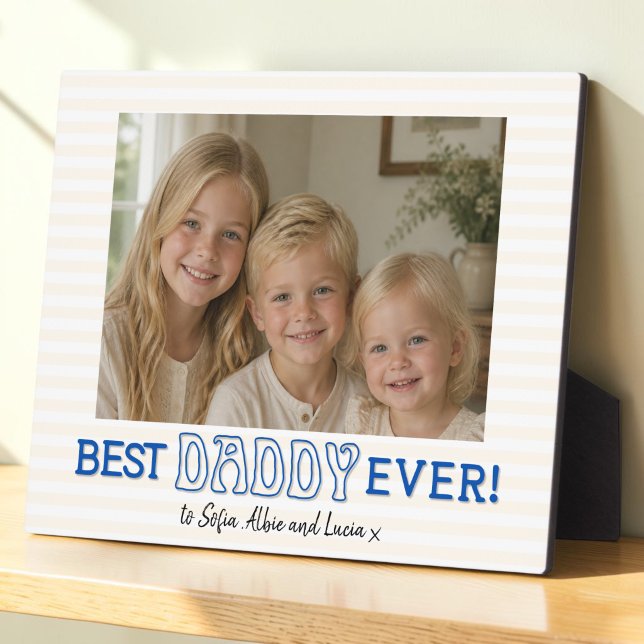 Personalized Best Dad Blue Script Photo Plaque (Creator Uploaded)