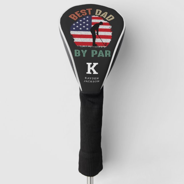 Personalized 'Best Dad By Par'  Golf Head Cover (Front)