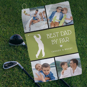 Personalized Best Dad by Par Photo Collage Golf To Towel