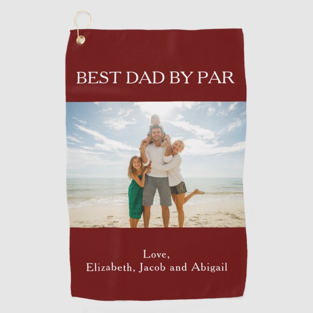 Personalized Best Dad By Par Photo Golf Towel (Front)