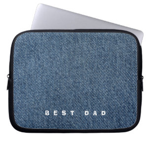 Personalized Best DAD Denim Print Laptop Sleeve