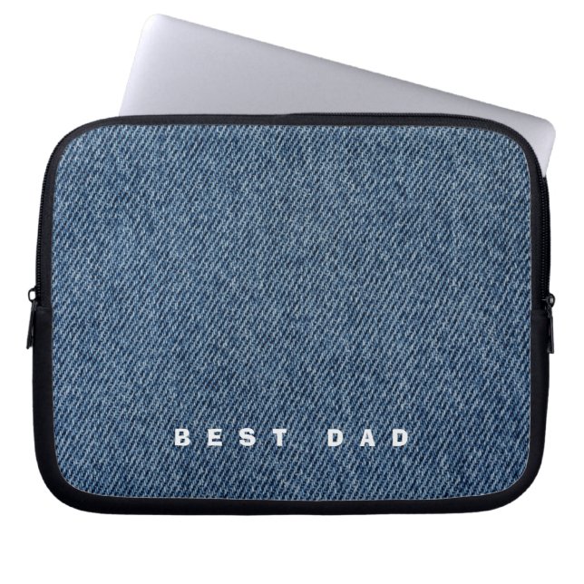 Personalized Best DAD  Denim Print Laptop Sleeve (Front)