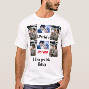Personalized Best Dad ever 4 photo Collage  T-Shirt