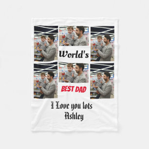Personalized Best Dad ever 6 photo Collage    Fleece Blanket