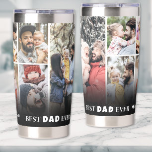 Personalized Best Dad Ever 8 Photo Collage Father Insulated Tumbler