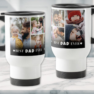 Personalized Best Dad Ever 8 Photo Collage Father Travel Mug