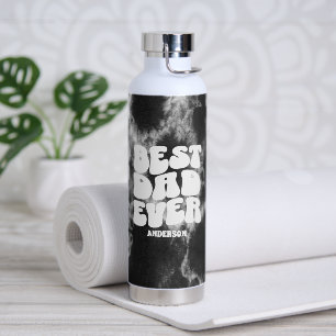 Personalized Best Dad Ever Black Tie Dye Water Bottle