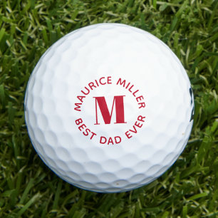 Personalized 'Best Dad Ever' Custom Name Red Golf Balls