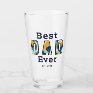 Personalized Best Dad Ever Est Year Modern Text Glass
