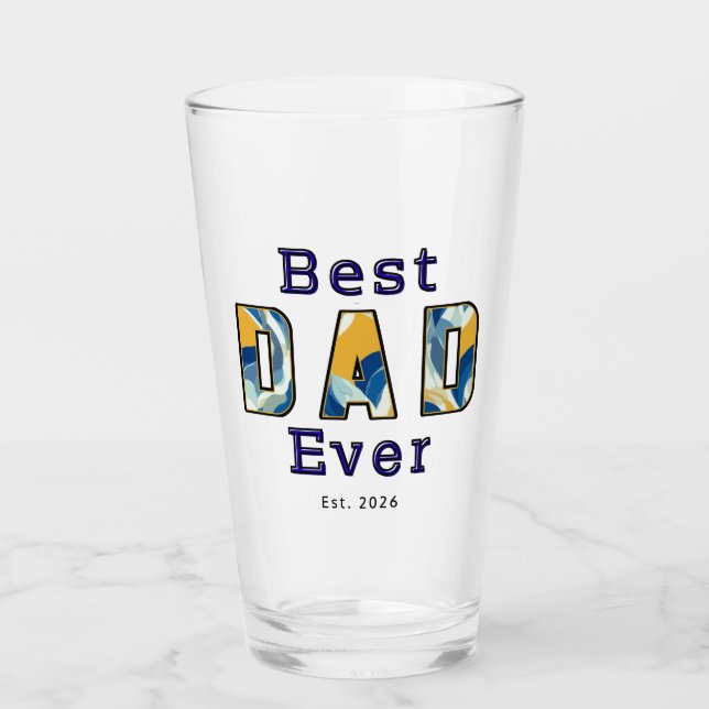 Personalized Best Dad Ever Est Year Modern Text Glass (Front)