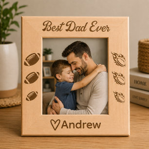 Personalized Best Dad Ever Football Picture Frame