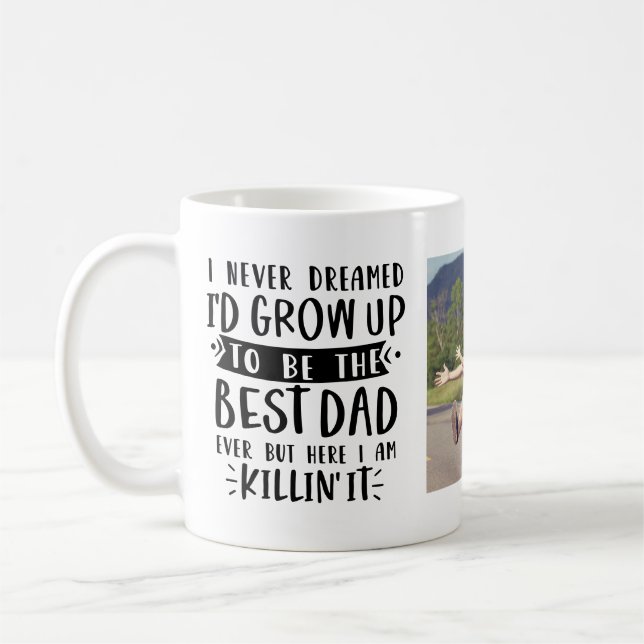Personalized Best Dad Ever Funny Photo Coffee Mug (Left)