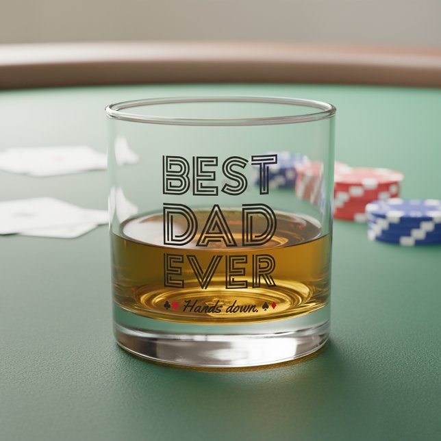 Personalized Best Dad Ever Hands Down Whiskey Glass (Creator Uploaded)