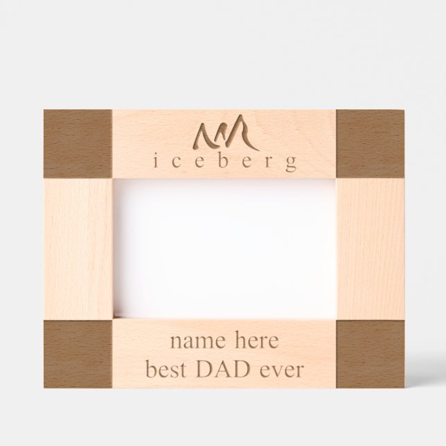 Personalized Best DAD Ever Iceberg Line Art Etched Frames (Front)