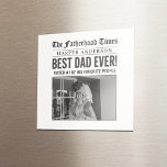 Personalized Best Dad Ever Newspaper Photo Magnet<br><div class="desc">Celebrate Dad’s greatness with this personalized newspaper-style magnet! Featuring a bold "Best Dad Ever!" headline, a customizable name, and a space for a cherished photo, this fun design mimics a classic newspaper front page from "The Fatherhood Times." A perfect small gift for Father's Day, birthdays, or just to brighten Dad’s...</div>