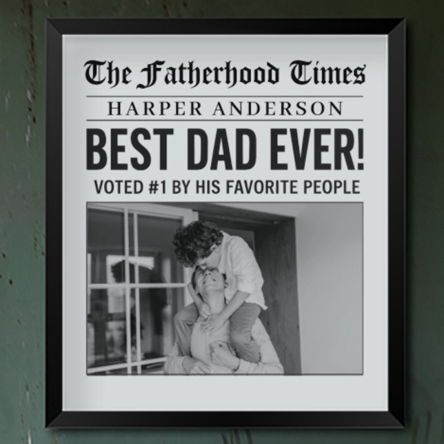 Personalized Best Dad Ever Newspaper Photo Poster (Creator Uploaded)