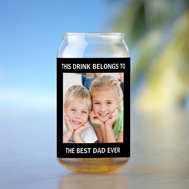  Personalized Best Dad Ever Photo Black Can Glass (Creator Uploaded)