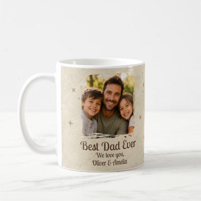 Personalized Best Dad Ever Photo Coffee Mug (Left)